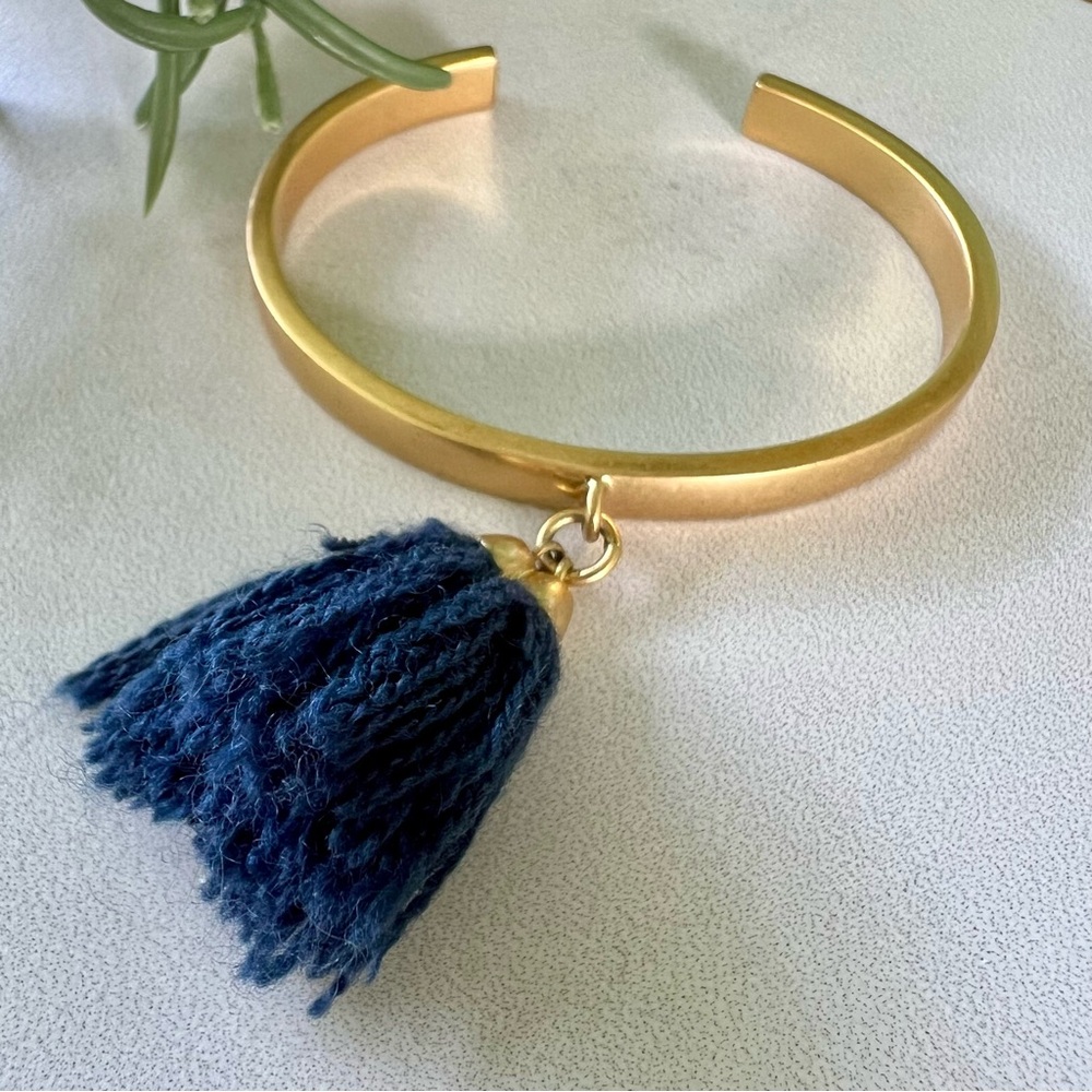 Madewell Gold Bracelet with Navy Tassel